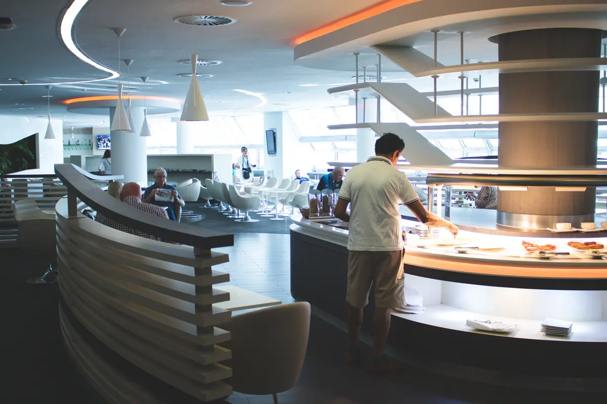 luxury airport interior through priority pass, amex platinum and airline status